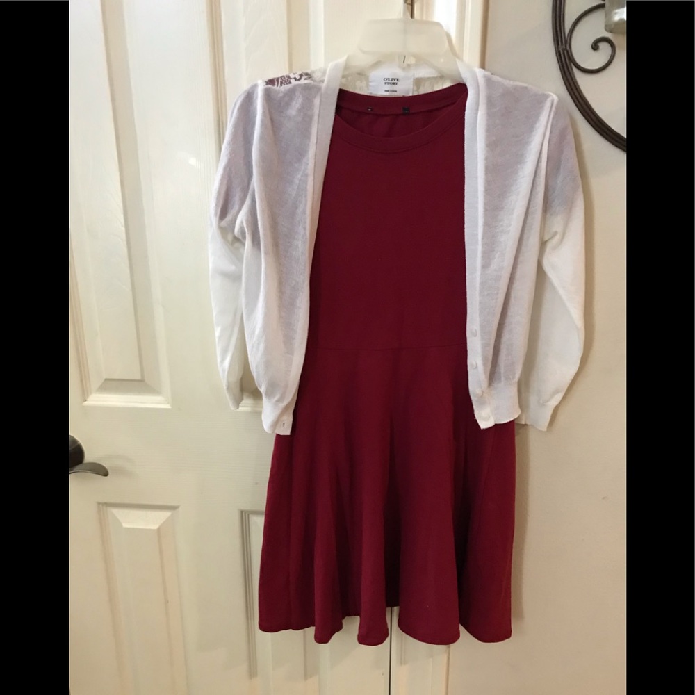Skater Dress and White Lace Shrug